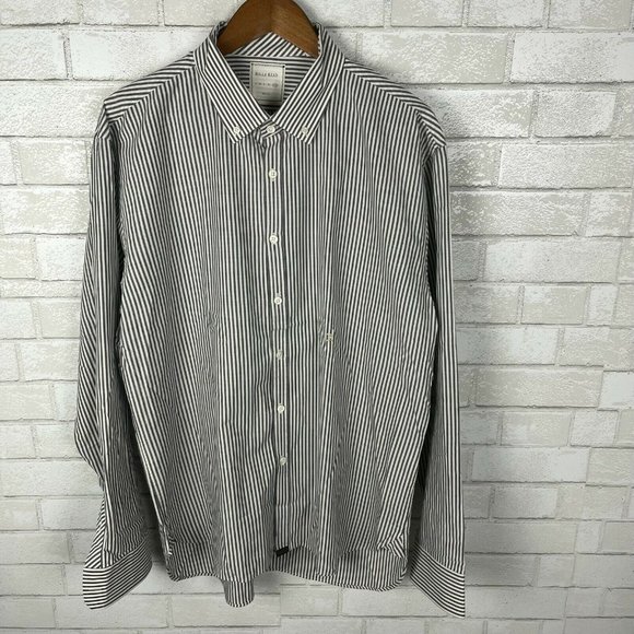 Mens XXL Billy Reid Slim Cut Vertical Thin Stripes Embroidered Logo LS/BD Shirt - Picture 2 of 9